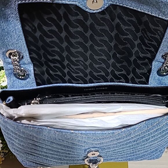 Rebecca Minkoff Edie Flap Shoulder Denim One Size NWT - Picture 7 of 10